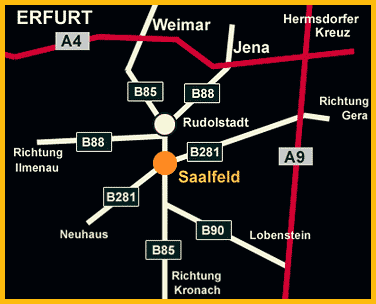 Anfahrt nach Saalfeld (Saale)